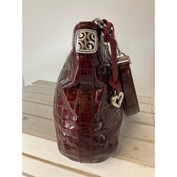 BRIGHTON D834506 RED PATTON LEATHER ANIMAL PRINT SHOULDERBAG - Picture 4 of 16